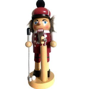 Nutcracker Christmas Decor Plaid Golfer 10 Inches wooden Place ans Time